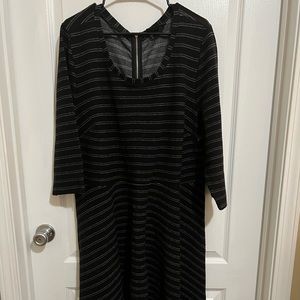 NWOT Lane Bryant A-line black and grey striped knit dress. Size 22/24